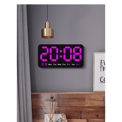 New wall clock, simple large screen hanging and standing dual-purpose clock, living room clock, strap temperature multi-function alarm clock - black