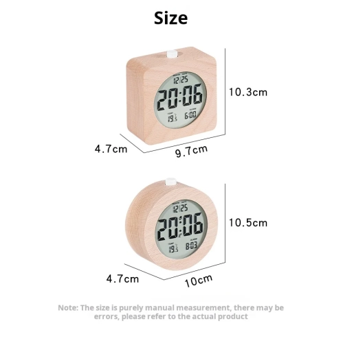 Nordic style solid wood alarm clock simple wooden clock multifunctional LCD electronic clock handmade clock simple atmosphere home room desk desktop