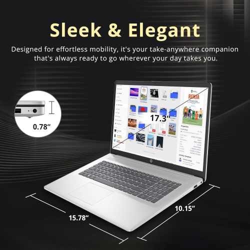 Open Box - HP 17.3" FHD IPS Business Laptop, AMD Ryzen 5 7430U, 2TB PCIe SSD, 64GB RAM, AMD Radeon Graphics, Num Pad, Webcam, HD Audio, Wi-Fi 6, Win