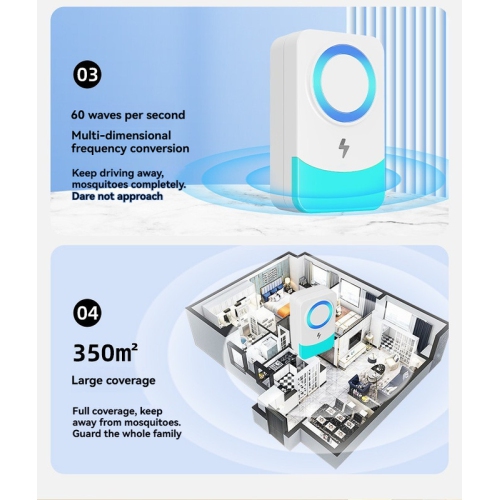 Intelligent variable frequency ultrasonic insect repeller 360° whole house mosquito and rat repellent | silent and harmless | physical insect