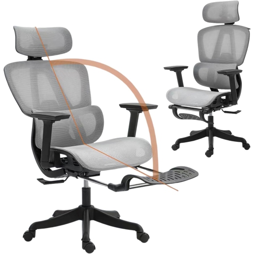 Yivke Ergonomic Office Chair with 3D Armrests Adjustable Lumbar Support & Headrest - Breathable Mesh Computer Chair for Home Office & Gaming