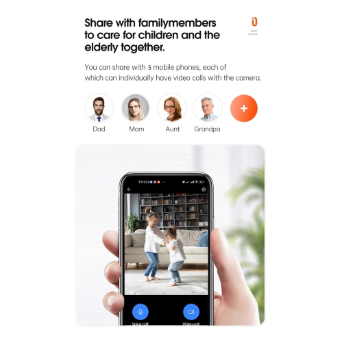 Caméra de surveillance pour appel vidéo, appel vidéo bidirectionnel en un clic appel vidéo maison personnes âgées et moniteur de garde d'enfants -