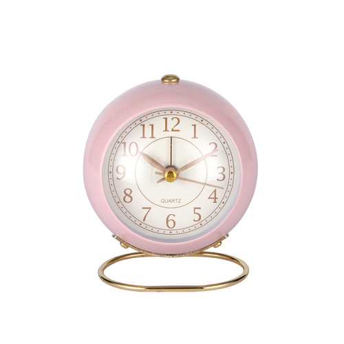 Small table clock classic tickless desktop alarm clock with backlight, retro style simple desktop small alarm clock Nordic round table clock bedside