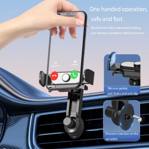 New car mobile phone holder car air outlet spiral hook barb car navigation support bracket car interior decoration electric fixed bracket, red