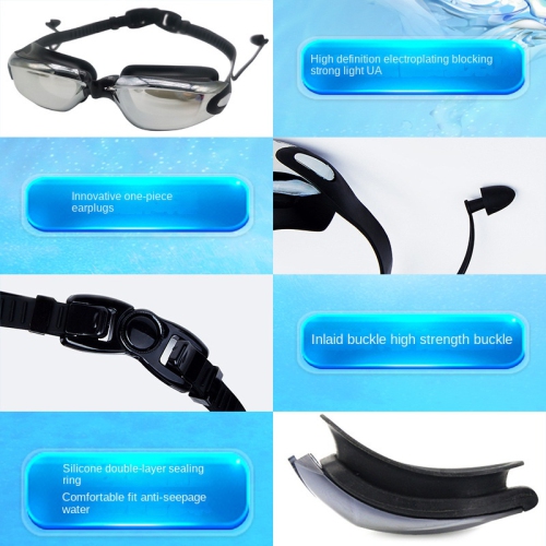 Lunettes de natation de course en silicone, lunettes de natation haute définition pour adultes, lunettes de natation antibuée et étanches