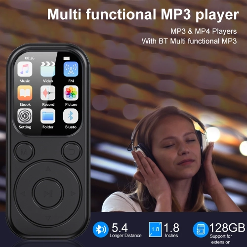 MP3/MP4 Music Player Bluetooth Walkman IPS HD Large Screen Recording - Supports Bluetooth 5.4, Hi-Fi Sound Quality, 16GB, with Recording Function