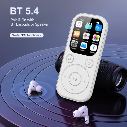 MP3/MP4 Music Player Bluetooth Walkman IPS HD Large Screen Recording - Supports Bluetooth 5.4, Hi-Fi Sound Quality, 16GB, with Recording Function