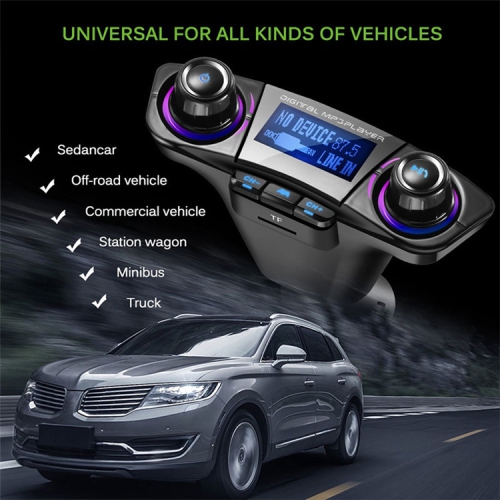 Lecteur MP3 pour l'auto, récepteur Bluetooth multifonction, chargeur USB pour l'auto, allume-cigare pour l'auto - BT06 noir