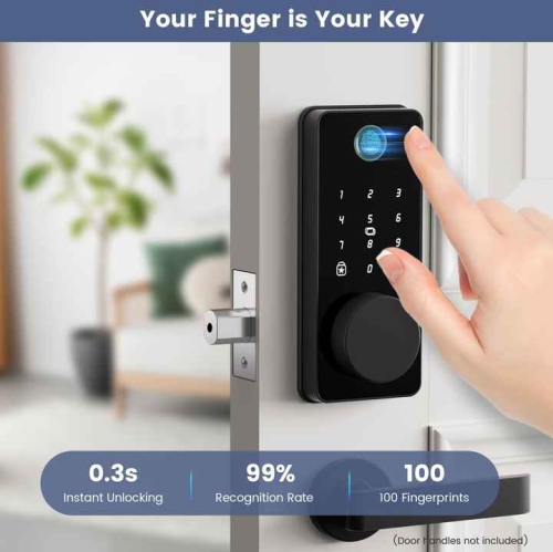 Tuya smart door lock, wooden door fingerprint lock, auxiliary lock, card swipe password lockTongtong lock-Bluetooth = fingerprint password card swipe