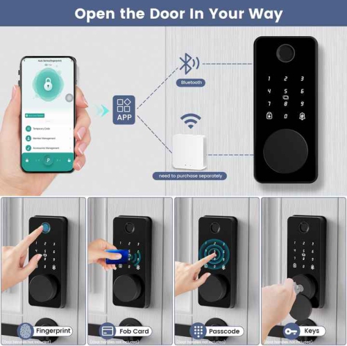 Tuya smart door lock, wooden door fingerprint lock, auxiliary lock, card swipe password lockTongtong lock-Bluetooth = fingerprint password card swipe