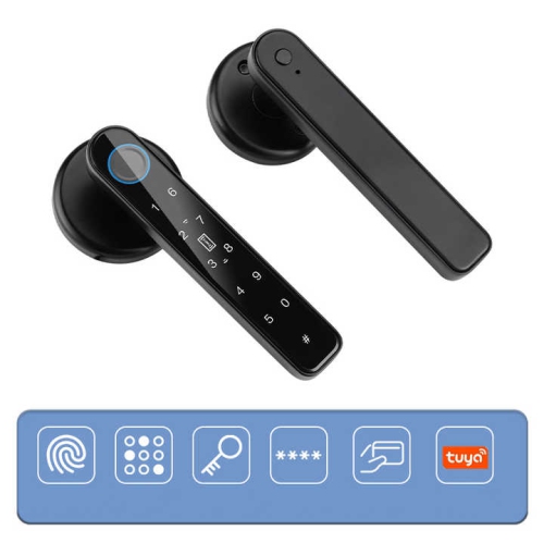 Room door wooden door fingerprint lock ball lock Tongtong lock APP Bluetooth smart lock, black - Tongtong lock Bluetooth = fingerprint + password +