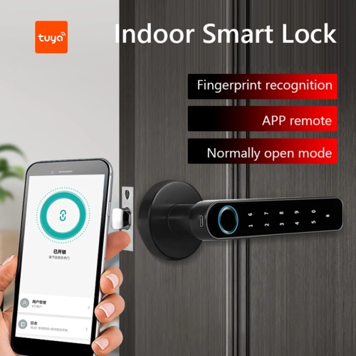 Room door wooden door fingerprint lock ball lock Tongtong lock APP Bluetooth smart lock, black - Tongtong lock Bluetooth = fingerprint + password +