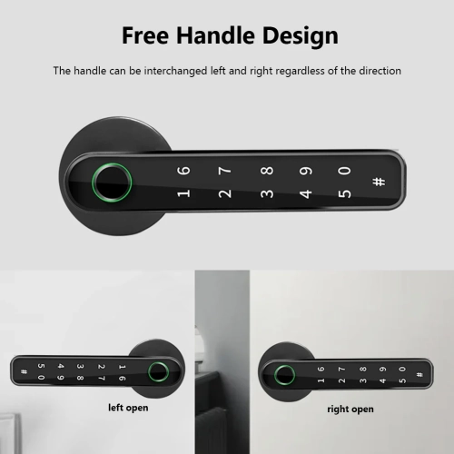 Room door wooden door fingerprint lock ball lock Tongtong lock APP Bluetooth smart lock, black - Tongtong lock Bluetooth = fingerprint + password +