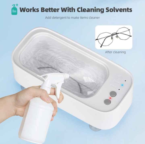 Ultrasonic Jewelry Cleaner, 3 Modes Portable Cleaner for Glasses, Rings, Earrings, Necklaces, Watchbands, Makeup Brushes, One-Button Operation