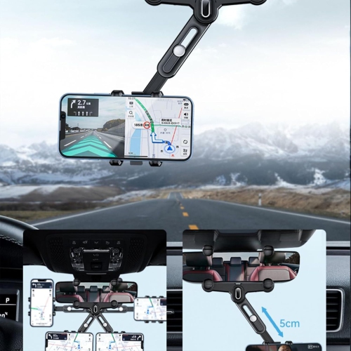 Car mobile phone holder car rearview mirror clip-on 360 degree rotating mobile phone holder car rearview anti-shock clip-on car holder, shockproof