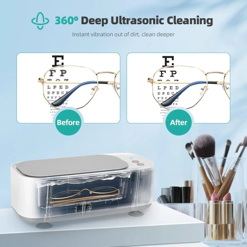 Ultrasonic Jewelry Cleaner, 3 Modes Portable Cleaner for Glasses, Rings, Earrings, Necklaces, Watchbands, Makeup Brushes, One-Button Operation