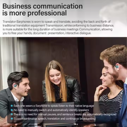 Écouteurs de traduction IA, écouteurs de conférence en temps réel, traduction multilingue pour les voyages à l'étranger, écouteurs à réduction du