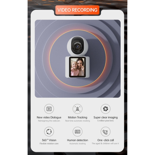 Video call surveillance camera, one-click call two-way video call home elderly and child care monitor - call video machine