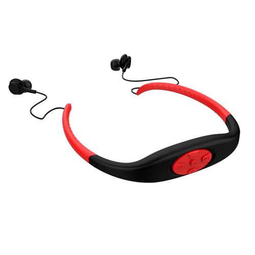 THE WAY  Head-Mounted Sports Mp3, Swimming Sports Mp3, Waterproof Bluetooth Headset, Diving Mp3 -8GB Mp3 + Bluetooth Upgrade Version (Red)