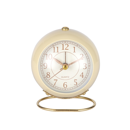 Small table clock classic tickless desktop alarm clock with backlight, retro style simple desktop small alarm clock Nordic round table clock bedside