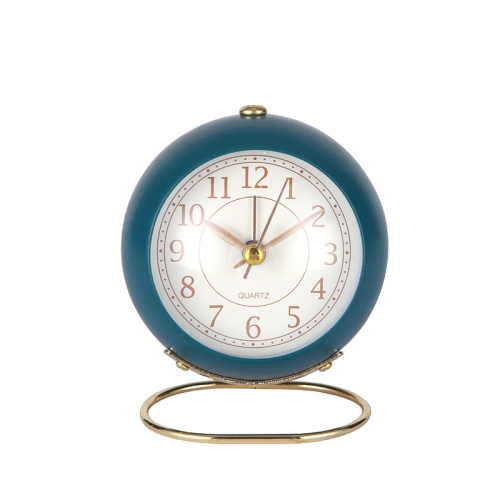 Small table clock classic tickless desktop alarm clock with backlight, retro style simple desktop small alarm clock Nordic round table clock bedside
