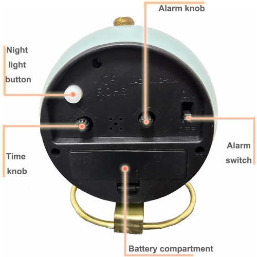 Small table clock classic tickless desktop alarm clock with backlight, retro style simple desktop small alarm clock Nordic round table clock bedside