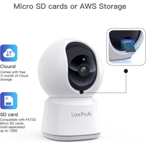 Arenti Laxihub 2K Indoor Security Camera Free Phone App, Works with Alexa - Pack of 2