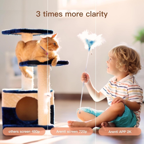 Interphone de surveillance d'Arenti, caméra intelligente 2K avec écran sans fil amélioré de 5&nbsp;po