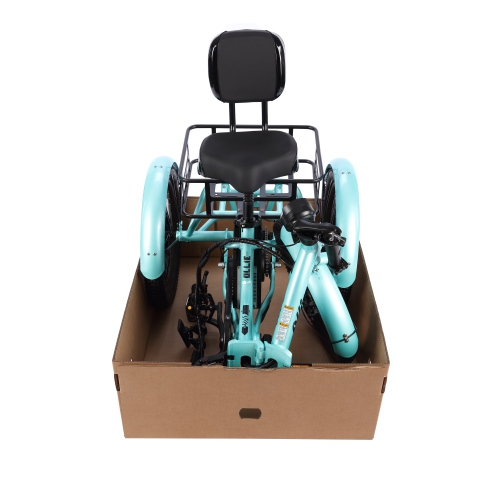Refurbished - Ollie Leo Foldable Step-Through Electric City Trike (500W Motor / 65km Range / 22 km/h Top Speed) - Teal