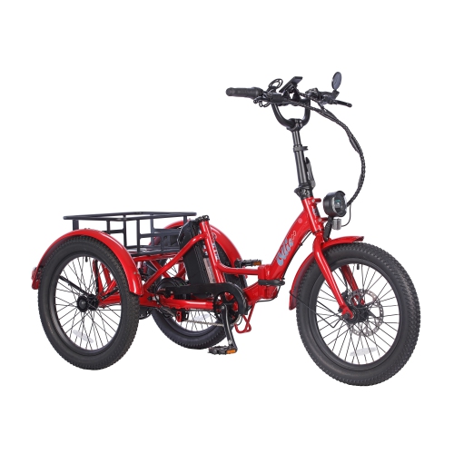 Refurbished - Ollie Leo Foldable Step-Through Electric City Trike (500W Motor / 65km Range / 22 km/h Top Speed) - Red