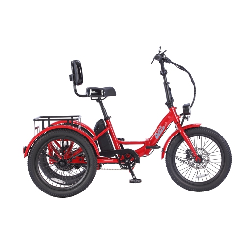 Refurbished - Ollie Leo Foldable Step-Through Electric City Trike (500W Motor / 65km Range / 22 km/h Top Speed) - Red
