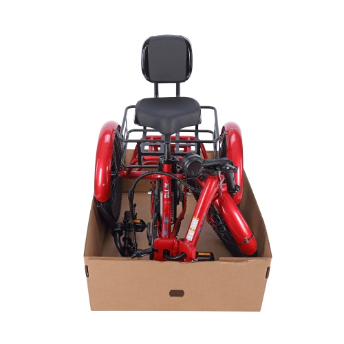 Refurbished - Ollie Leo Foldable Step-Through Electric City Trike (500W Motor / 65km Range / 22 km/h Top Speed) - Red