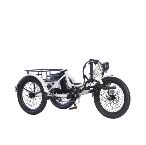 Refurbished - Ollie Leo Foldable Step-Through Electric City Trike (500W Motor / 65km Range / 22 km/h Top Speed) - White