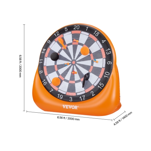 VEVOR Inflatable Soccer Dart Board, over 6 ft High Giant Soccer Dart Board with 4 Kick Balls 6 Darts 6 Axe&Air Pump, 3-Min Setup, Ideal for Giant