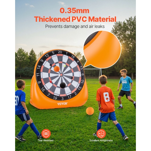 VEVOR Inflatable Soccer Dart Board, over 6 ft High Giant Soccer Dart Board with 4 Kick Balls, 12 Tennis and Air Pump, 3-Min Setup, Ideal for Giant