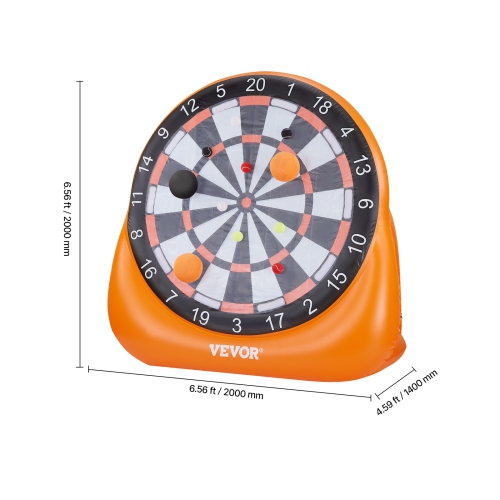 VEVOR Inflatable Soccer Dart Board, over 6 ft High Giant Soccer Dart Board with 4 Kick Balls, 12 Tennis and Air Pump, 3-Min Setup, Ideal for Giant