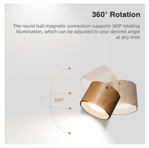 LED Wall Sconce, Wall Mounted Lamp with Rechargeable Battery Operated USB Port, 360°Rotate Magnetic Ball, Cordless Light for Reading Bedside(2 Pcs)