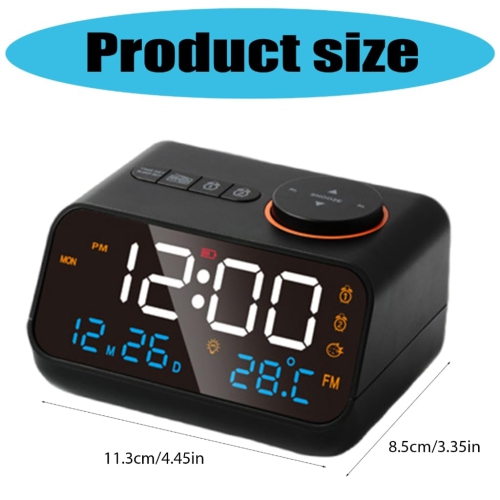 Alarm Clock Radio for Bedroom, Glow Small Digital Clock Radio, USB Ports, Sound Machine, Loud FM Radio Alarm Clock for Adults Seniors