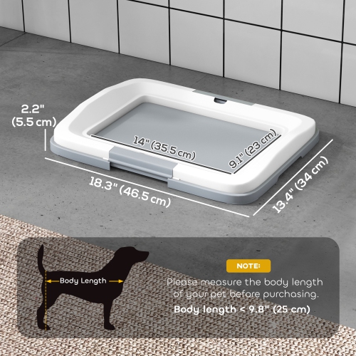 PawHut Pee Pad Holder, Dog Potty Tray for Indoor Outdoor, 18" x 13" Easy to Clean Dog Training Toilet Pee Pad Tray, Grey