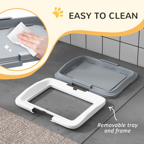 PawHut Pee Pad Holder, Dog Potty Tray for Indoor Outdoor, 18" x 13" Easy to Clean Dog Training Toilet Pee Pad Tray, Grey