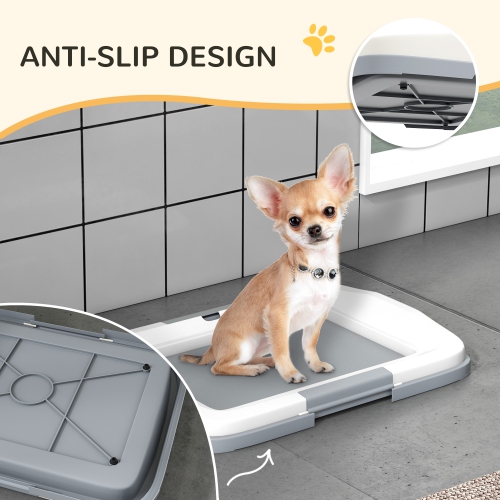 PawHut Pee Pad Holder, Dog Potty Tray for Indoor Outdoor, 18" x 13" Easy to Clean Dog Training Toilet Pee Pad Tray, Grey