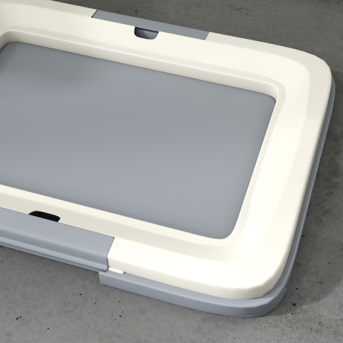 PawHut Pee Pad Holder, Dog Potty Tray for Indoor Outdoor, 18" x 13" Easy to Clean Dog Training Toilet Pee Pad Tray, Grey