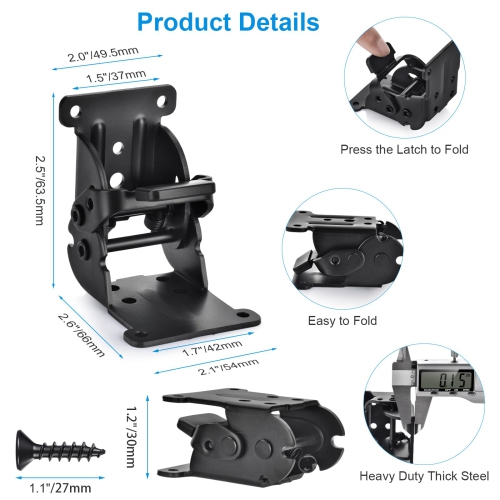 8-Pack Folding Hinge, 90 Degree 180 Degree Folding Self-Locking Double Brake Hinge, Furniture Hinge for Supporting Table/Bed/Table Legs