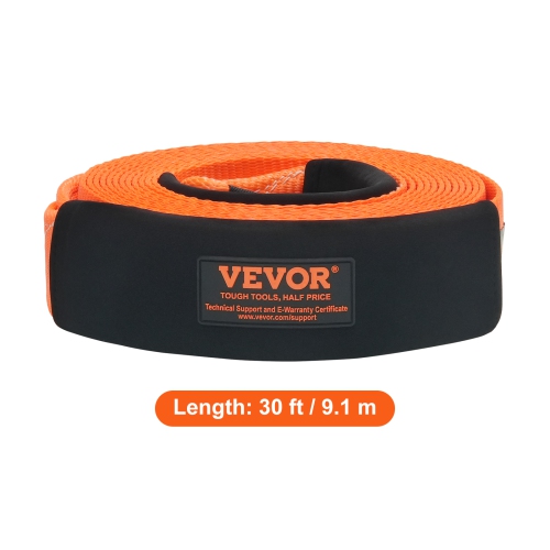 VEVOR 3" x 30 ft Polyester Tow Strap Recovery Kit Winch Strap, Triple Reinforced Loop, Snatch Strap + 2" Shackle Hitch Receiver + 3/4" D-Ring