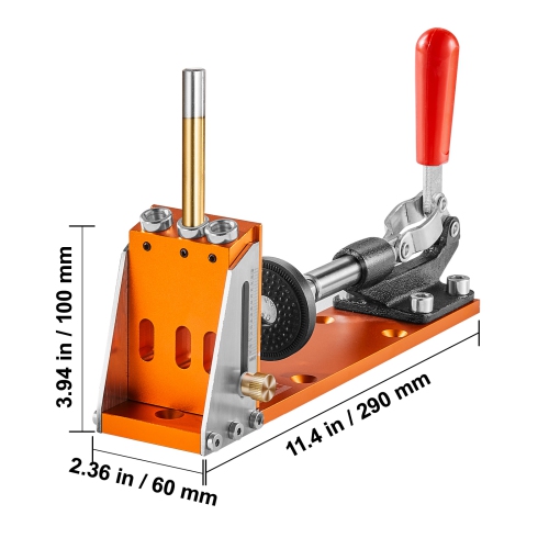 VEVOR 30 Pcs Pocket Hole Jig Kit,Adjustable Pocket Hole Jig System with Step Drills, Drill Stop Rings, Wrenches, and Square Drive Bits, Dual Scale