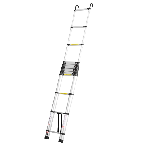 VEVOR 20.3FT Aluminum Lightweight Extension Ladder, Multi-button Retraction Collapsible Ladder, 375 LBS Capacity with Non-slip Feet, Portable Compact