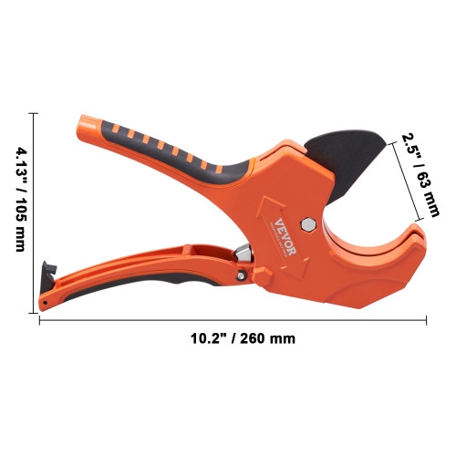 VEVOR 0-2-1/2" PVC Pipe Cutter, O.D. Ratcheting PVC Pipe Cutter, Heavy Duty Tube Cutting Tool with Spare SK5 Blade for PVC, CPVC, PP-R, PEX, PE,