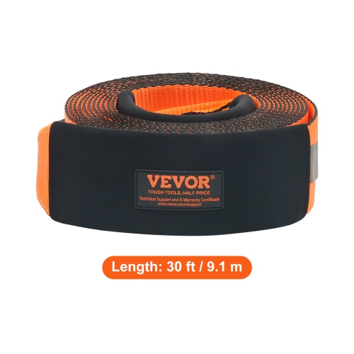 VEVOR 4" x 30' Recovery Tow Strap,46,500 lbs Break Strength,Triple Reinforced Loop Straps, Tree Saver, Off Road Towing and Recovery, Extreme Weather