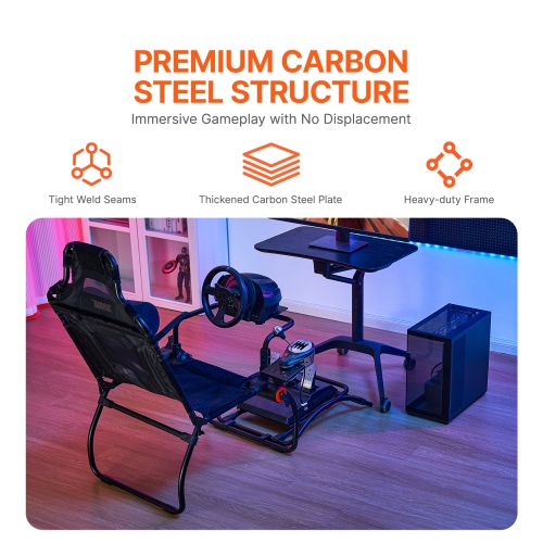 VEVOR T248P Racing Wheel Stand, For Logitech G923/G920/G29, Steering Wheel Stand & Foot Pedal Angle Adjustable,Steel Driving Simulator