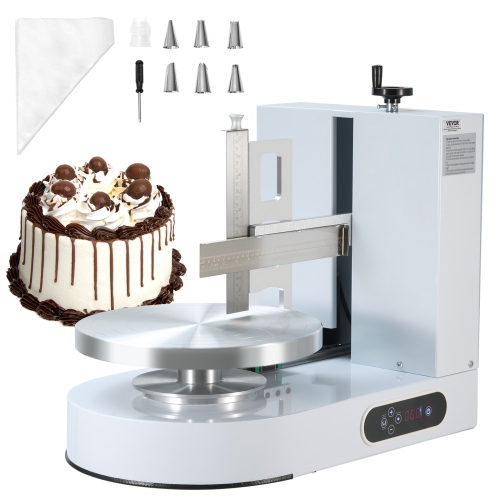 VEVOR 6" to 14" Cake Decorating Machine, Cake Cream Spreading Coating Smearing Machine, Low Noise Cake Frosting Machine, Turntable with Scraper,